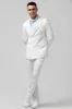 White Plaid Single Breasted Peak Lapel 2 Piece Men's Wedding Suits sold by Zapaka