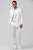 White Plaid Single Breasted Peak Lapel 2 Piece Men's Wedding Suits sold by Zapaka