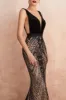 Glitter Mermaid V Neck Sequins Black Backless Long Prom Dress sold by Zapaka