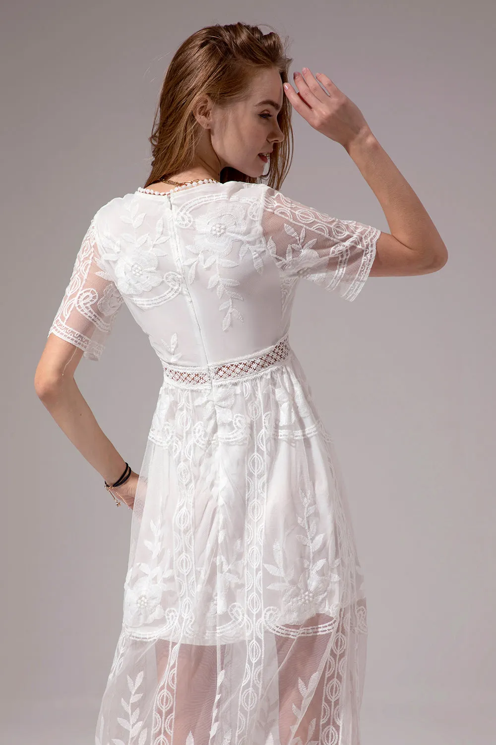 White Lace Summer Boho Maxi Dress sold by Zapaka product image thumbnail 5