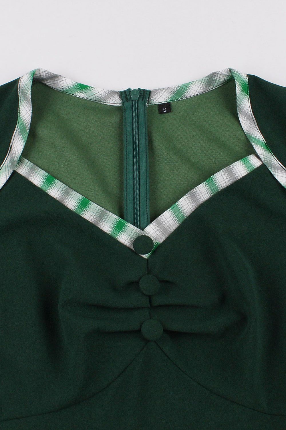 Dark Green Short Sleeves V Neck 1950s Dress sold by Zapaka product image thumbnail 3