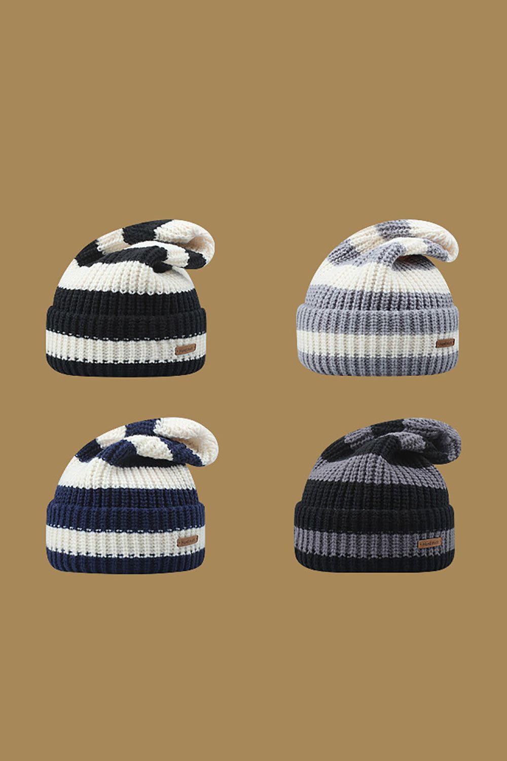 Black Knitted Striped Hat sold by Zapaka product image thumbnail 5