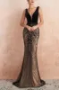 Glitter Mermaid V Neck Sequins Black Backless Long Prom Dress sold by Zapaka