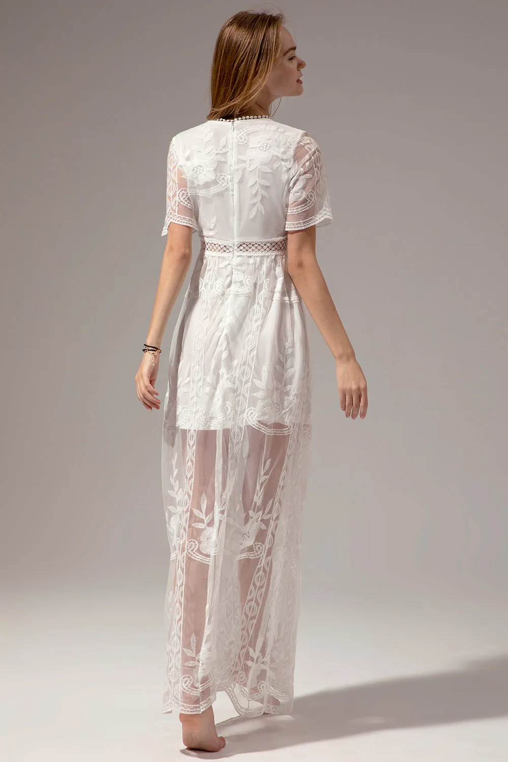 White Lace Summer Boho Maxi Dress sold by Zapaka product image thumbnail 2