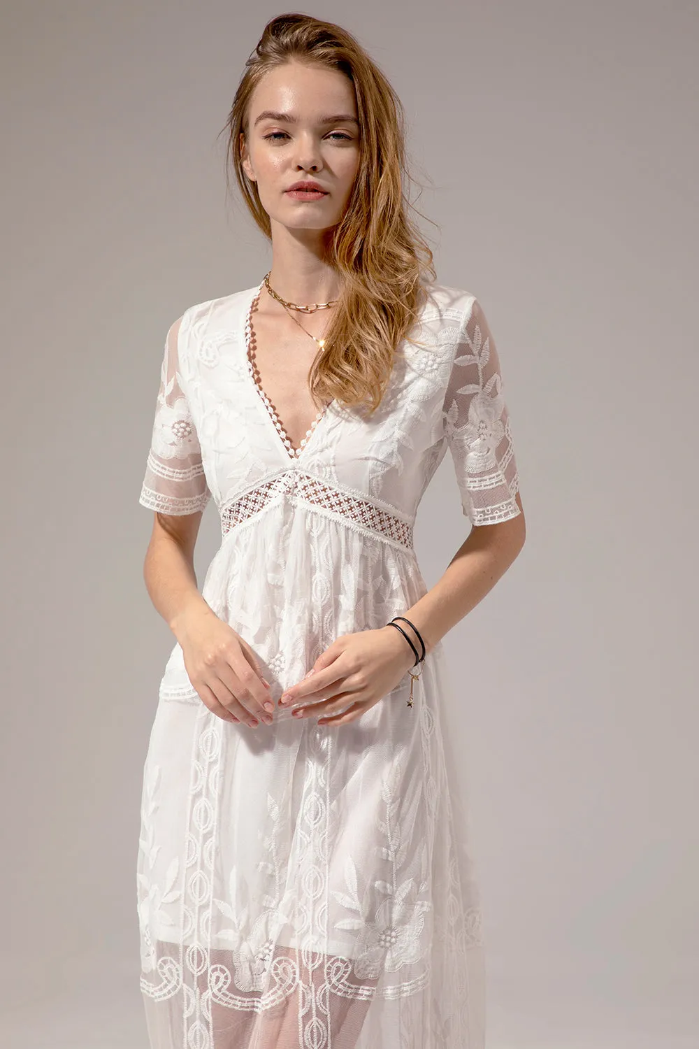 White Lace Summer Boho Maxi Dress sold by Zapaka product image thumbnail 4