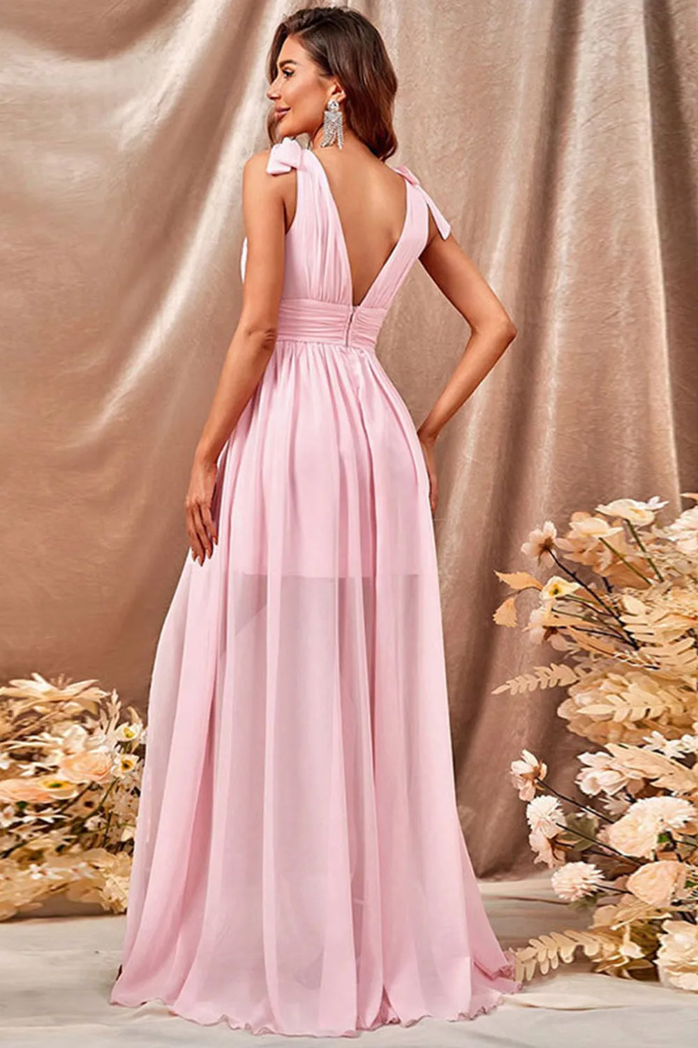 A-Line Pink Prom Dress with Slit sold by Zapaka product image thumbnail 2