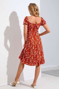 Red Floral Printed Summer Dress sold by Zapaka