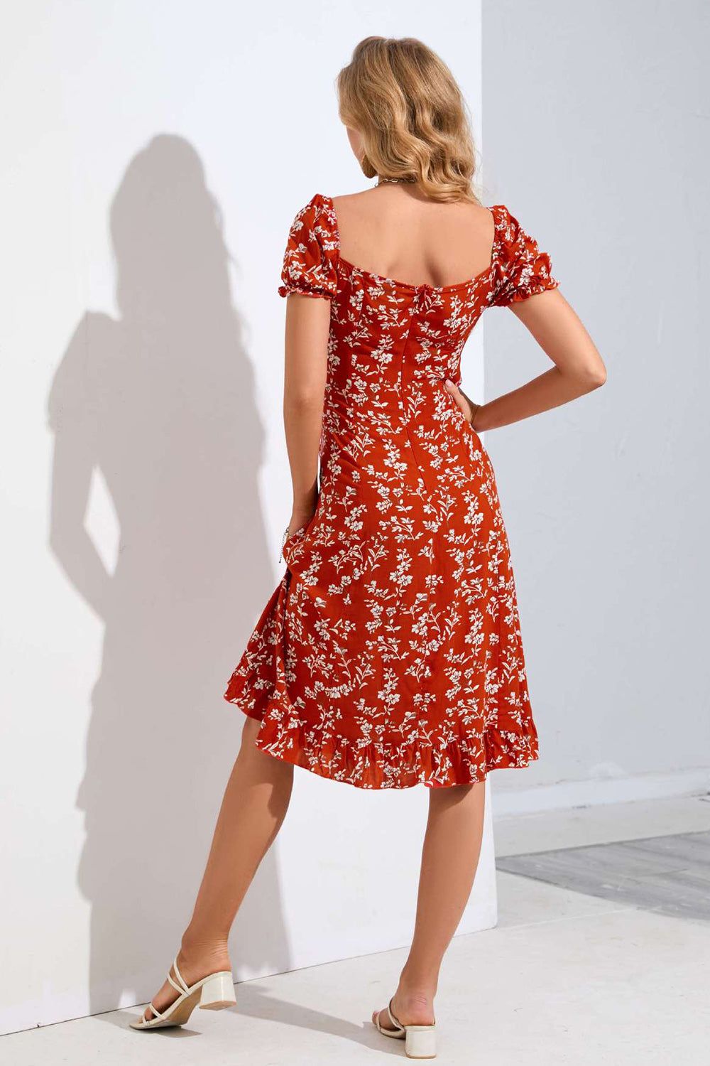 Red Floral Printed Summer Dress sold by Zapaka product image thumbnail 2