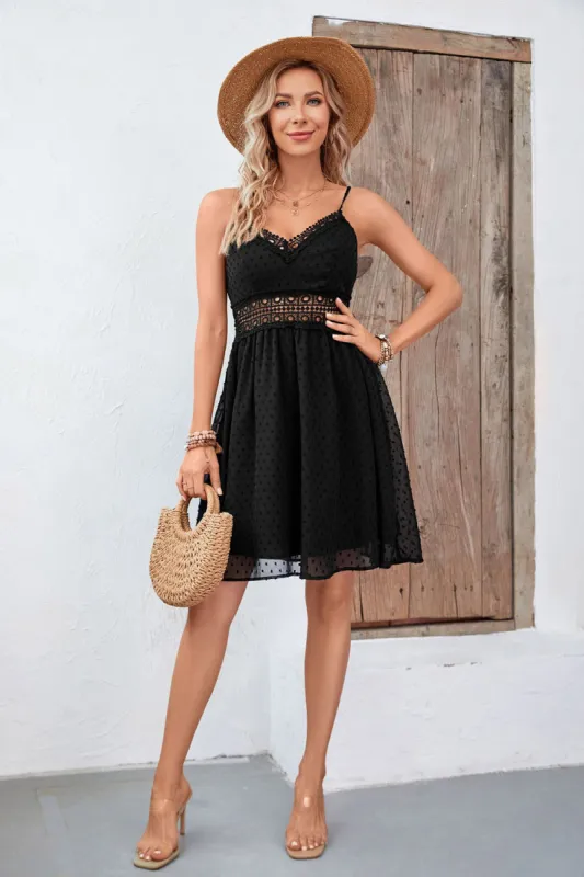 Black Spaghetti Straps A Line Summer Dress sold by Zapaka