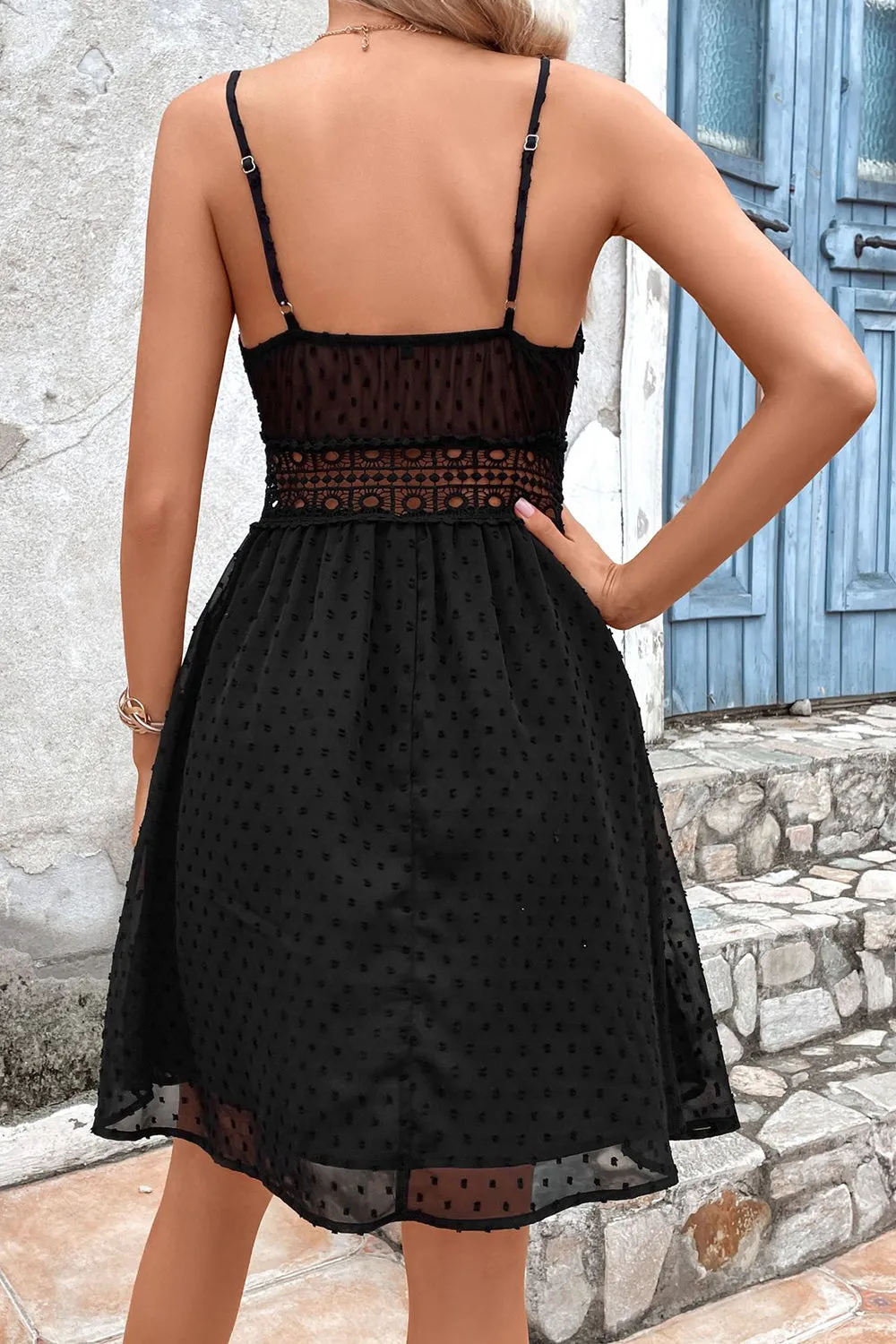 Black Spaghetti Straps A Line Summer Dress sold by Zapaka product image thumbnail 2