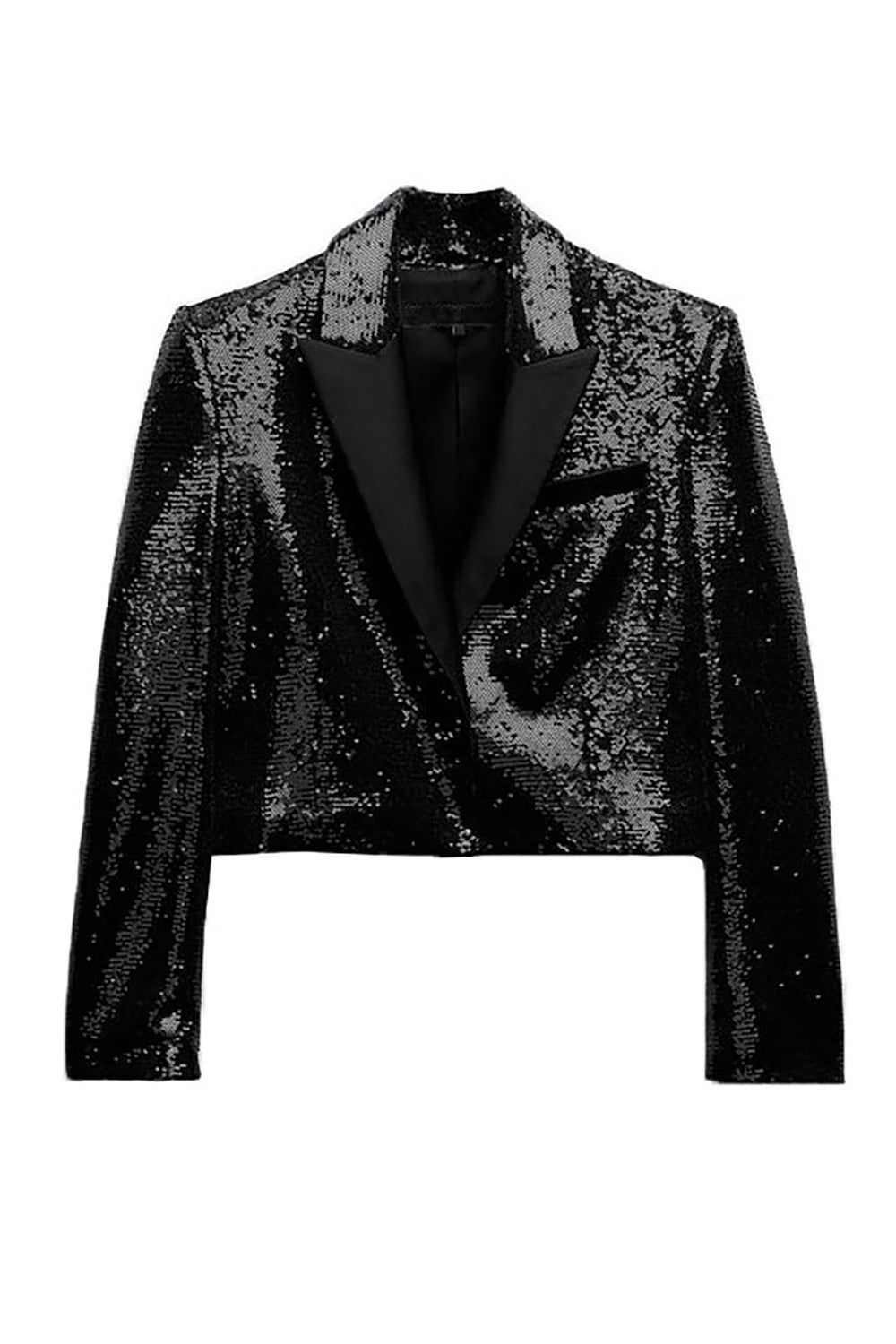 Sparkly Black Sequins Cropped Women Blazer sold by Zapaka