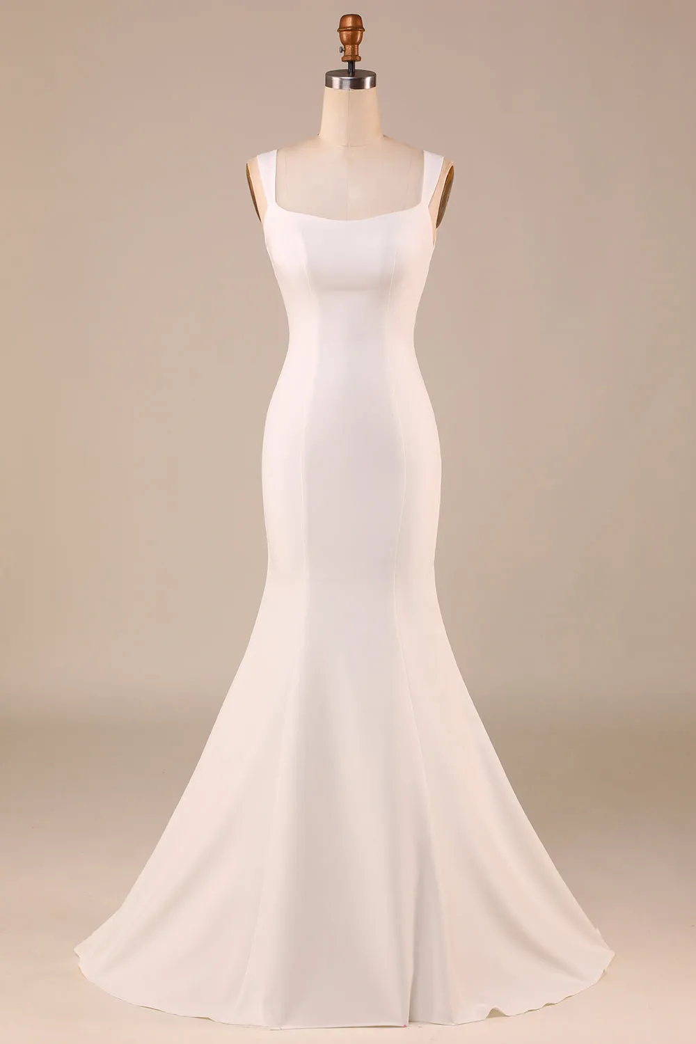 Simple Ivory Mermaid Wedding Dress with Back Bowknot sold by Zapaka