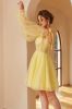 Yellow Spaghetti Straps Short Party Dress sold by Zapaka