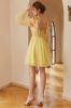 Yellow Spaghetti Straps Short Party Dress sold by Zapaka
