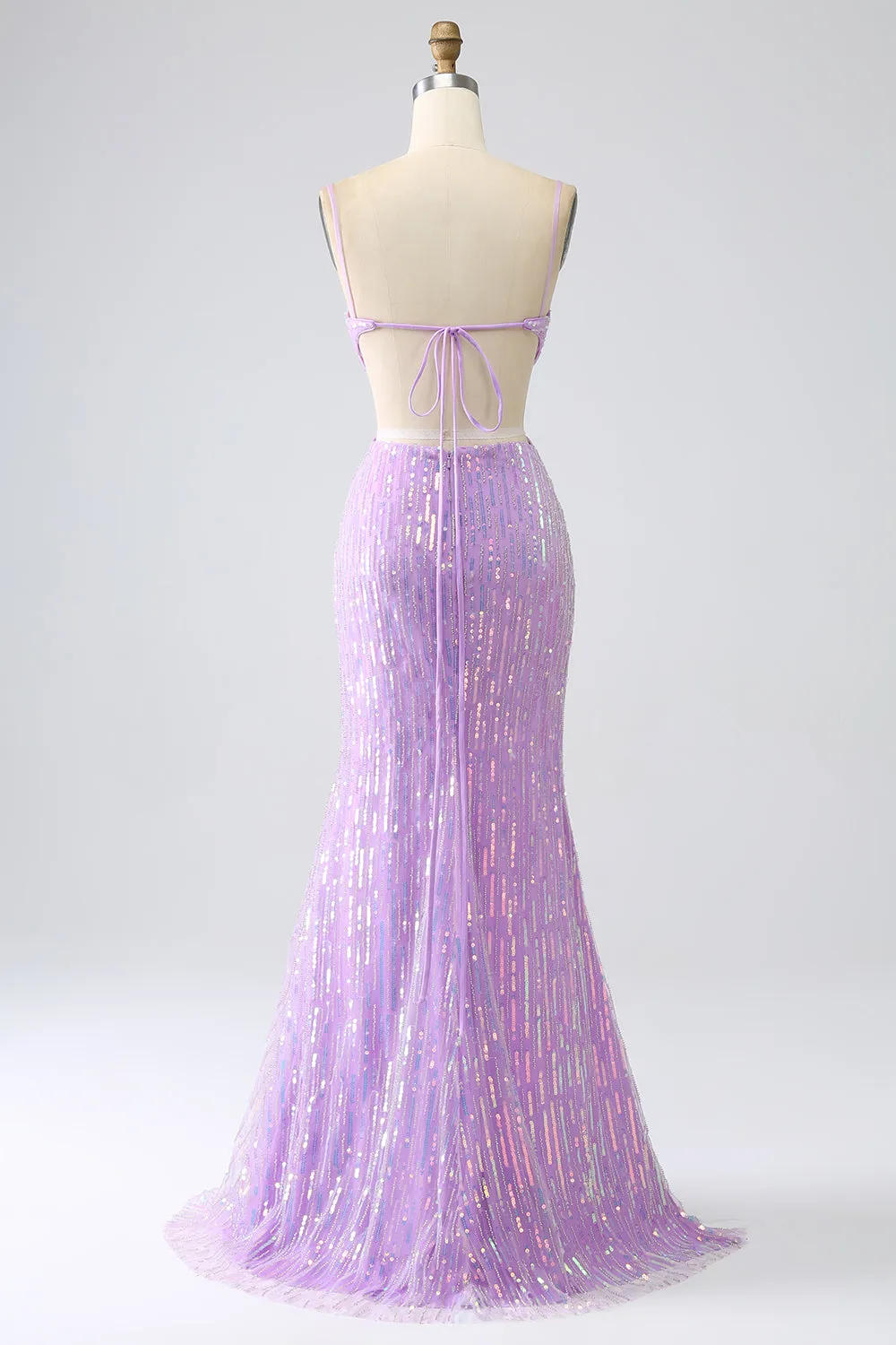 Sparkly Mermaid Spaghetti Straps Sequins Prom Dress with Slit sold by Zapaka product image thumbnail 2