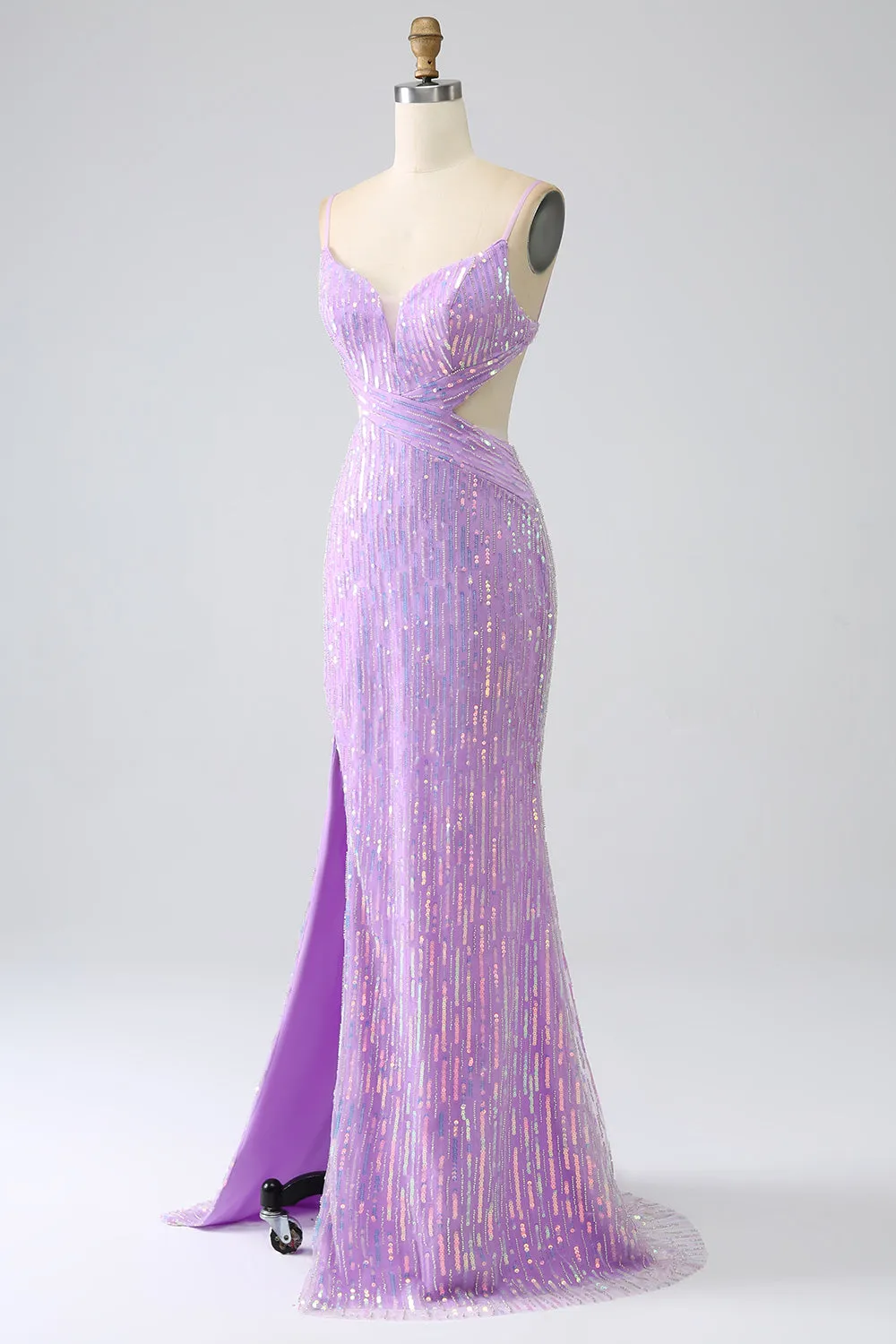 Sparkly Mermaid Spaghetti Straps Sequins Prom Dress with Slit sold by Zapaka product image thumbnail 3