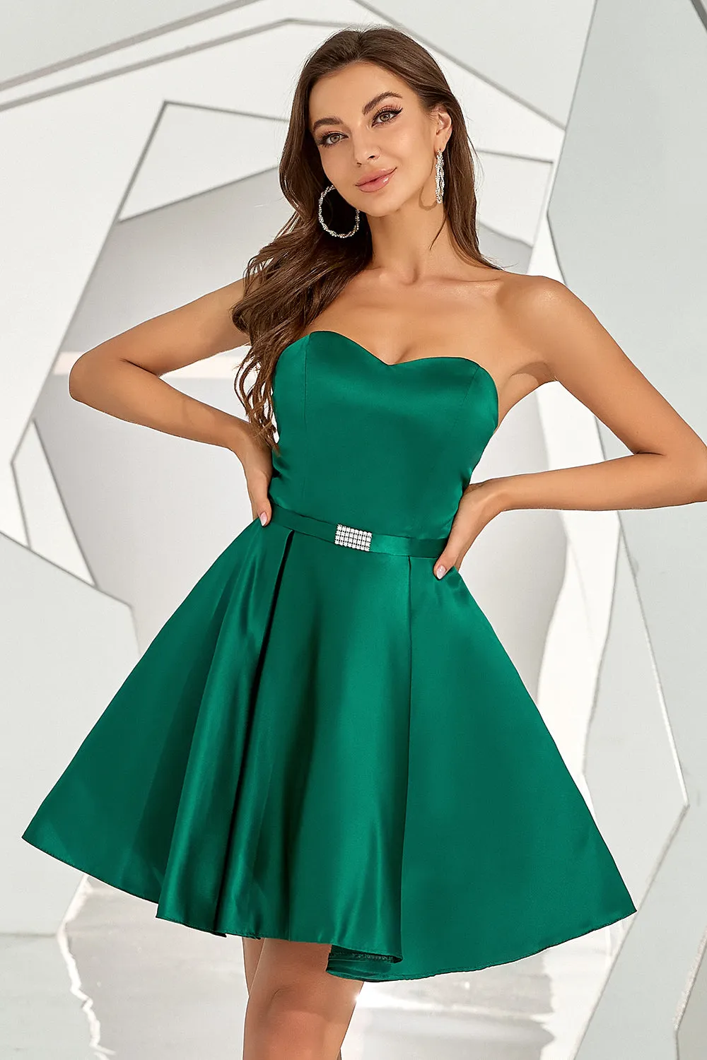 Dark Green Sweetheart A Line Homecoming Dress sold by Zapaka product image thumbnail 5