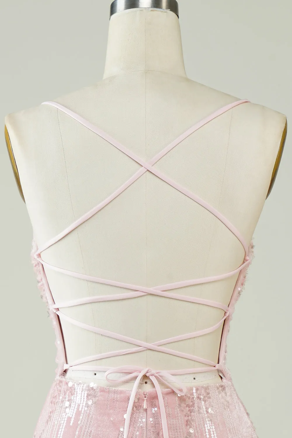 Velvet Sequins Pink Tight Homecoming Dress with Hollow-out sold by Zapaka product image thumbnail 5