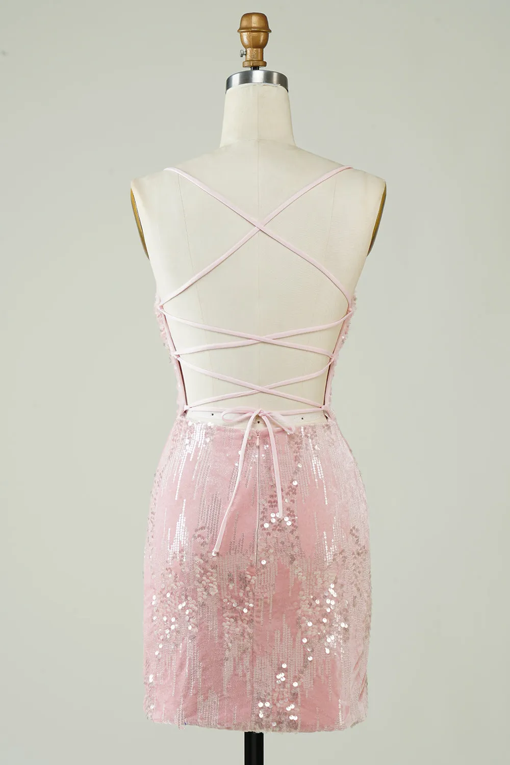 Velvet Sequins Pink Tight Homecoming Dress with Hollow-out sold by Zapaka product image thumbnail 2