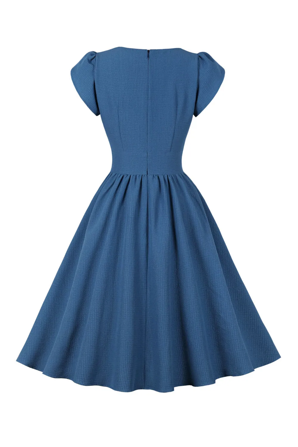 Blue Plaid Swing 1950s Dress with Ruffles sold by Zapaka product image thumbnail 2