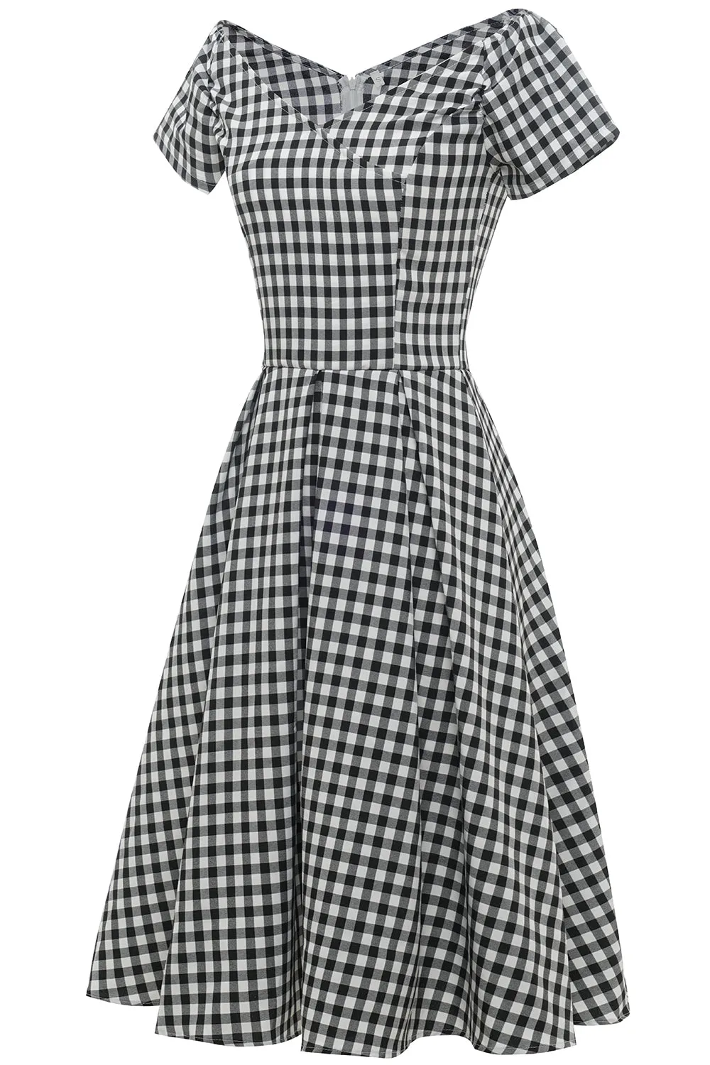 Black and White Plaid Vintage 1950s Dress sold by Zapaka product image thumbnail 5