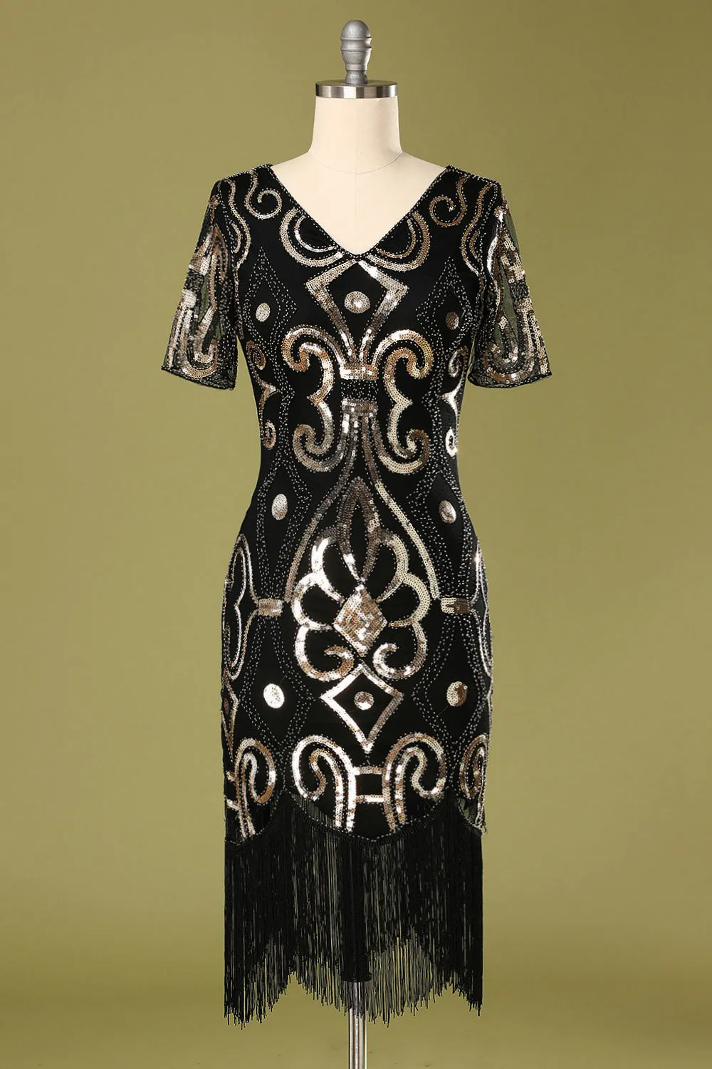 1920s Black Sequins Flapper Dress sold by Zapaka