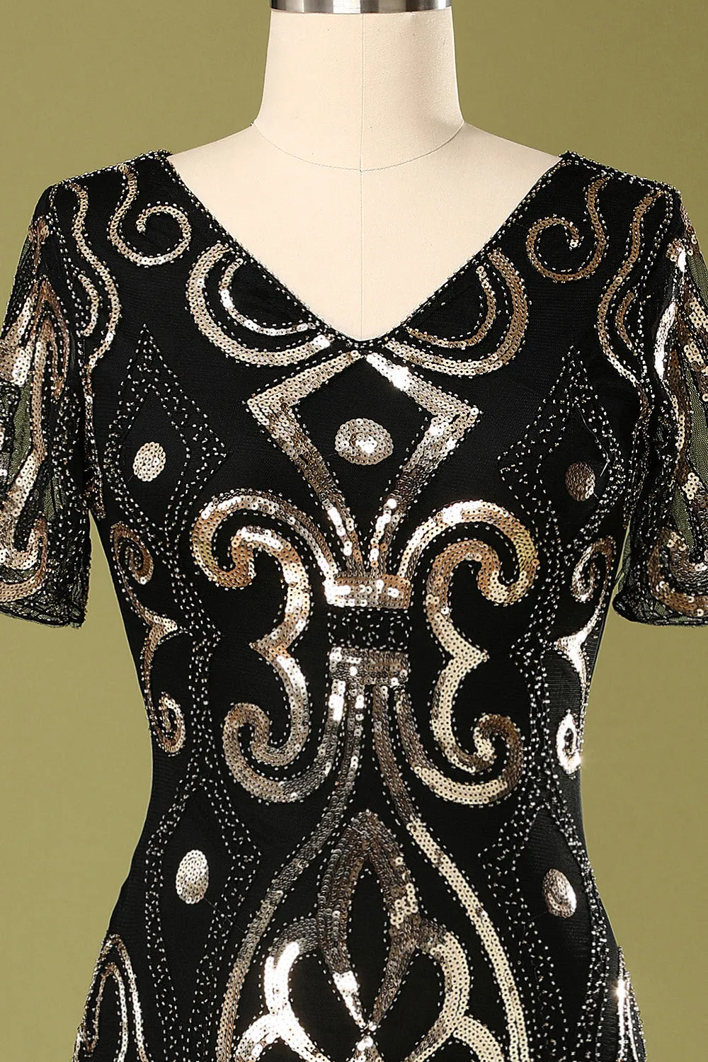 1920s Black Sequins Flapper Dress sold by Zapaka product image thumbnail 4