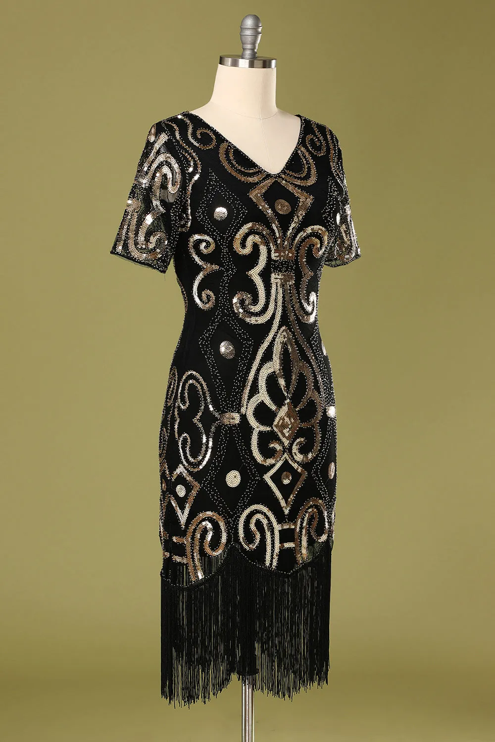 1920s Black Sequins Flapper Dress sold by Zapaka product image thumbnail 3