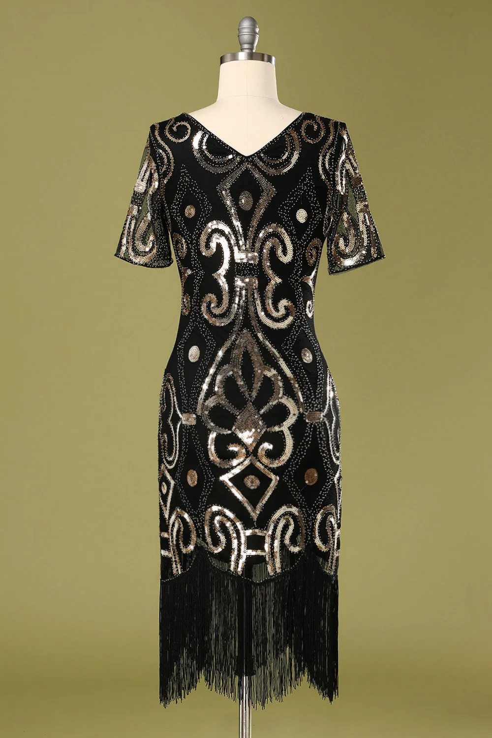 1920s Black Sequins Flapper Dress sold by Zapaka product image thumbnail 2