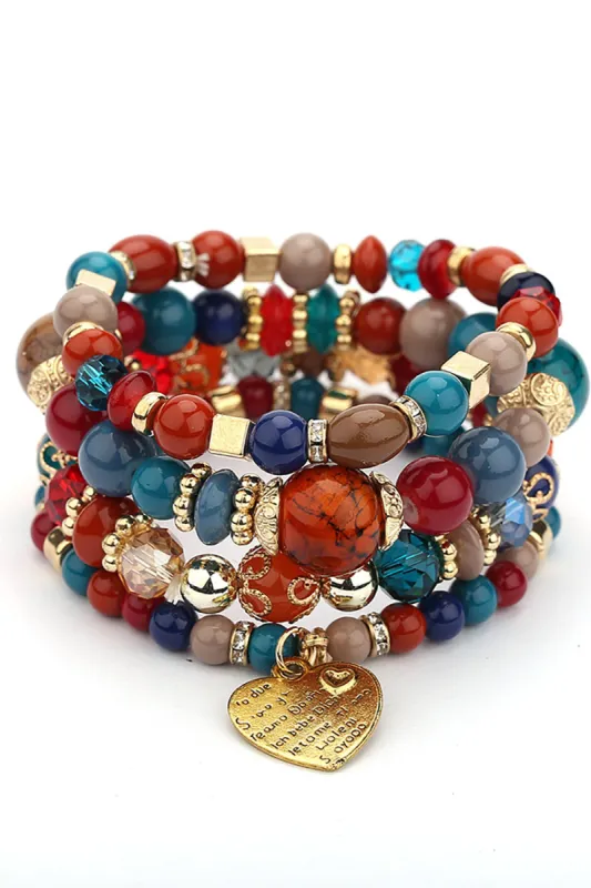 Bohemian Stackable Bead Multilayered Stretch Bracelet sold by Zapaka