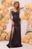 Black Mermaid Lace-up Back Long Prom Dress with Slit sold by Zapaka