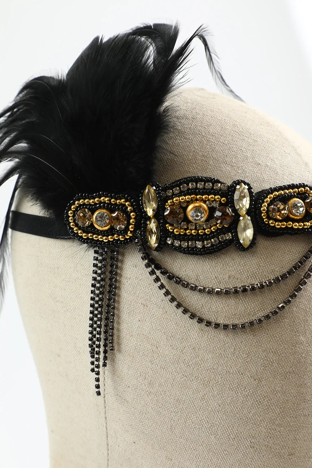 1920s Flapper Black Golden Five Pieces Accessories Set sold by Zapaka product image thumbnail 3