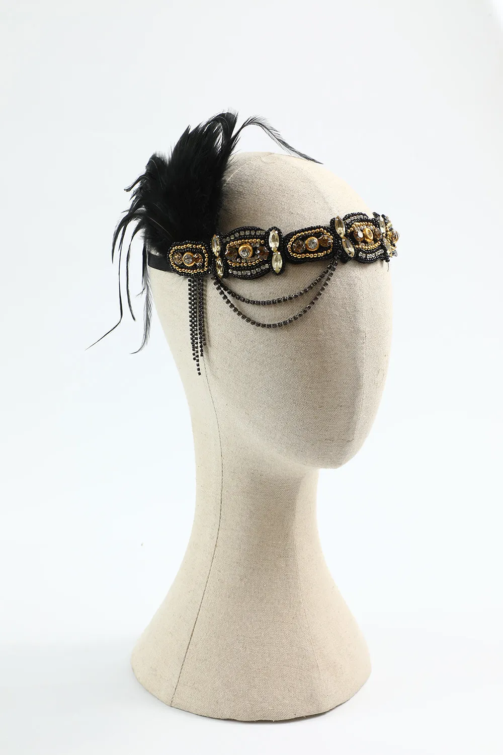 1920s Flapper Black Golden Five Pieces Accessories Set sold by Zapaka product image thumbnail 2