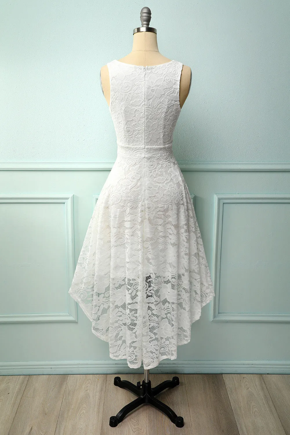White V-Neck Lace Dress sold by Zapaka product image thumbnail 2