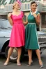 Green Lapel Neck 1950s Swing Dress with Belt sold by Zapaka