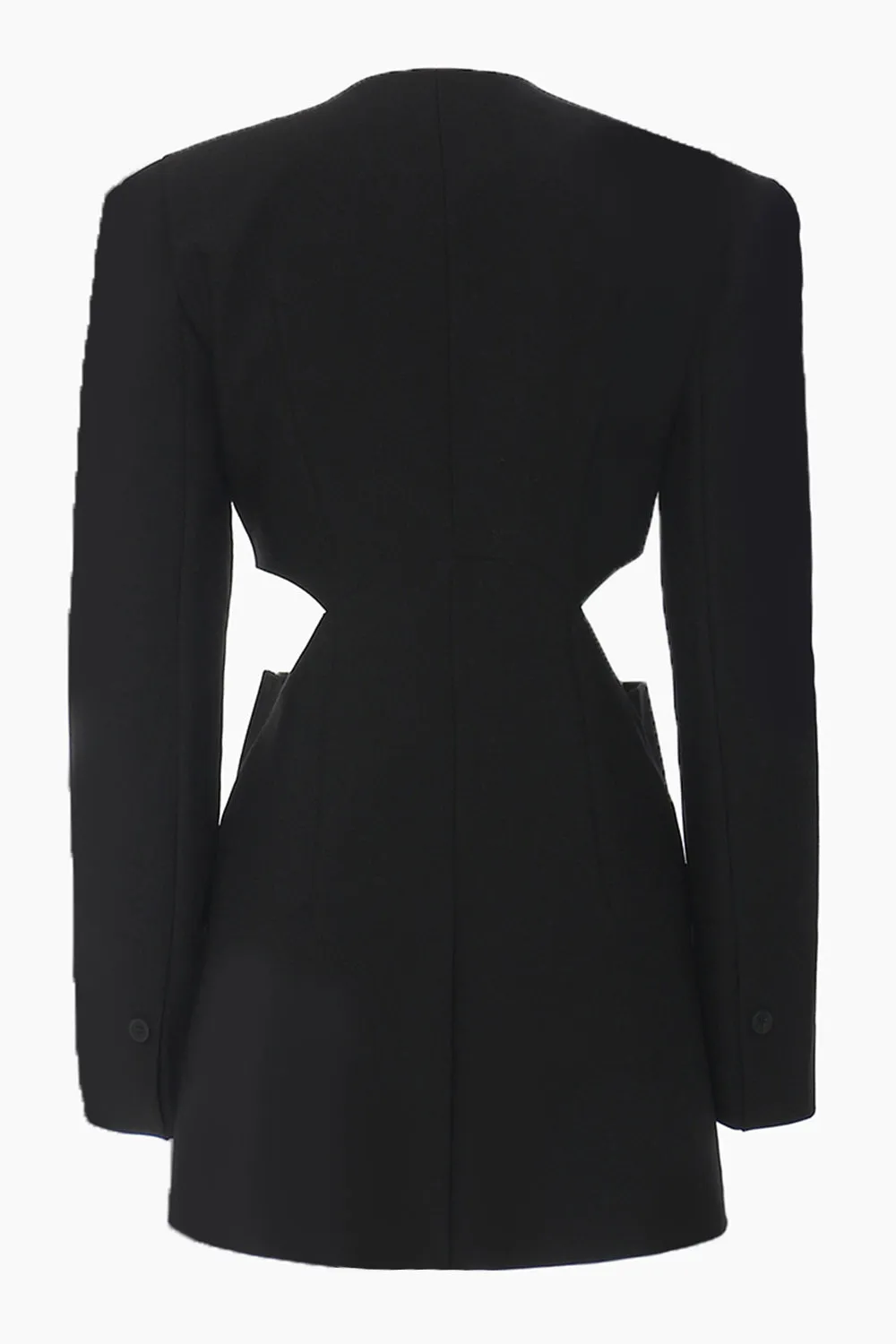 Black Slim Fit Cut-out Women Collarless Blazer sold by Zapaka product image thumbnail 2