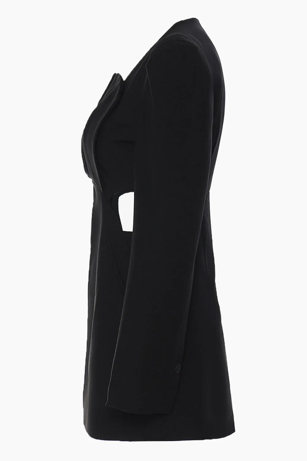 Black Slim Fit Cut-out Women Collarless Blazer sold by Zapaka product image thumbnail 3