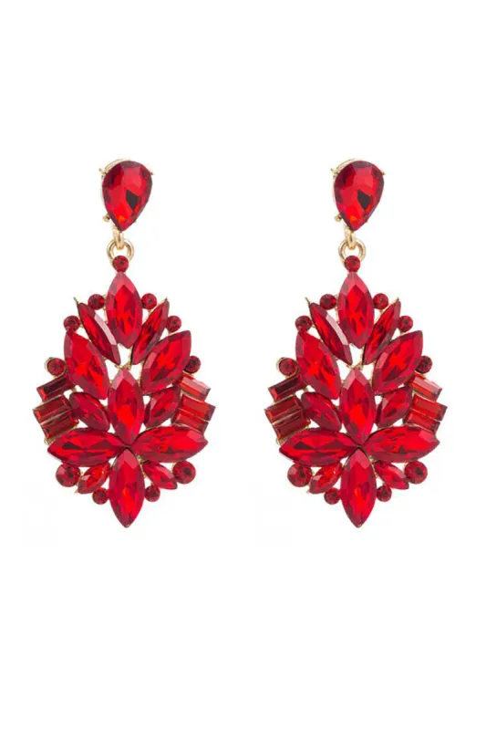 Red Rhinestone Prom Earrings sold by Zapaka