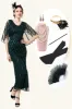 Beaded Glitter Green Flapper Dress with 1920s Accessories Set sold by Zapaka