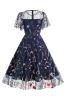 Black Short Sleeves Swing 1950s Dress with Embroidery sold by Zapaka