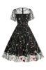Black Short Sleeves Swing 1950s Dress with Embroidery sold by Zapaka