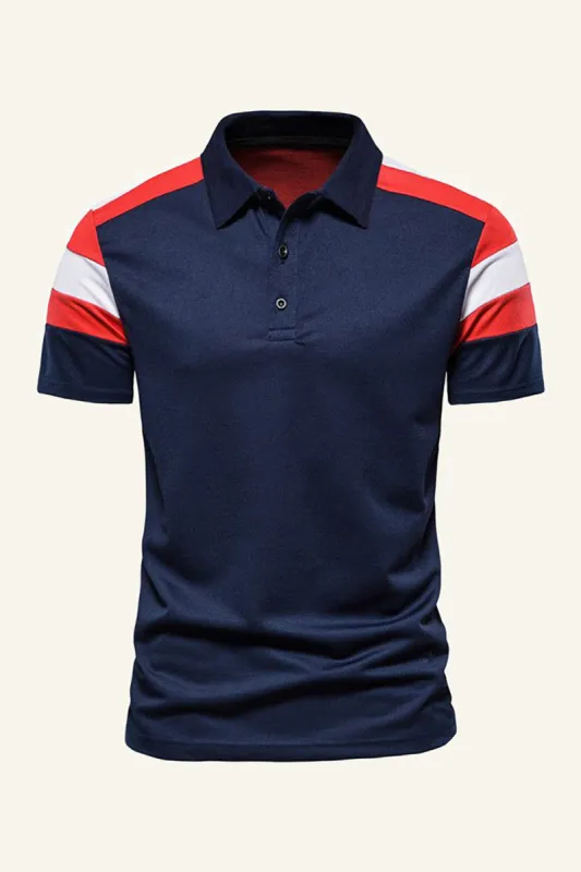Dark Navy Short Sleeve Casual Polo Shirt sold by Zapaka