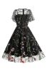 Black Short Sleeves Swing 1950s Dress with Embroidery sold by Zapaka