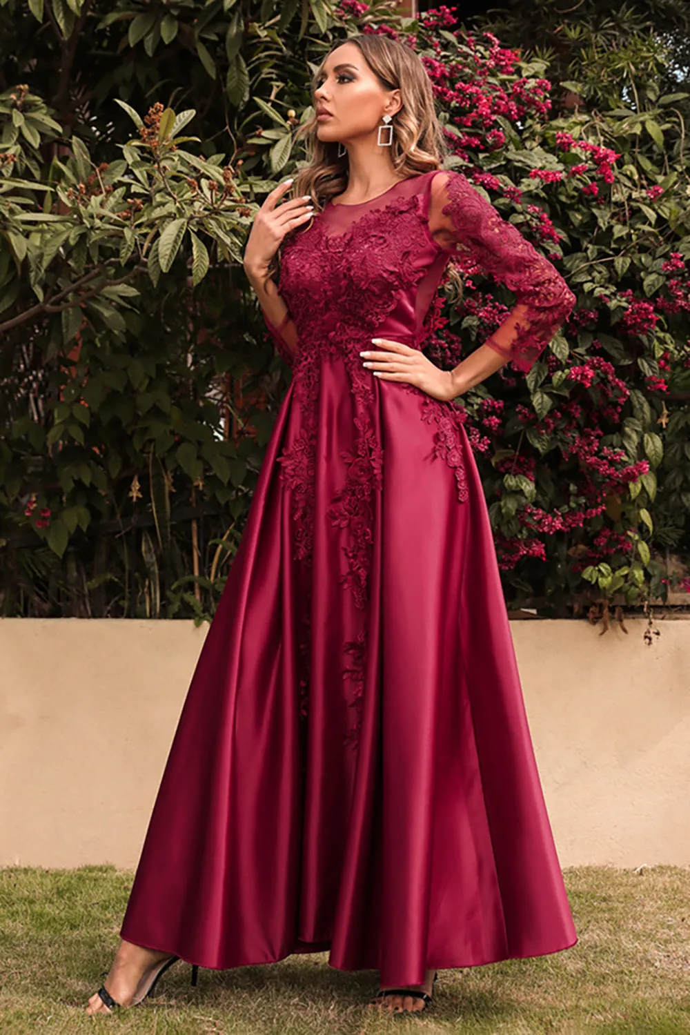 Satin A Line Mother Of the Bride Dress with Long Sleeves sold by Zapaka product image thumbnail 5