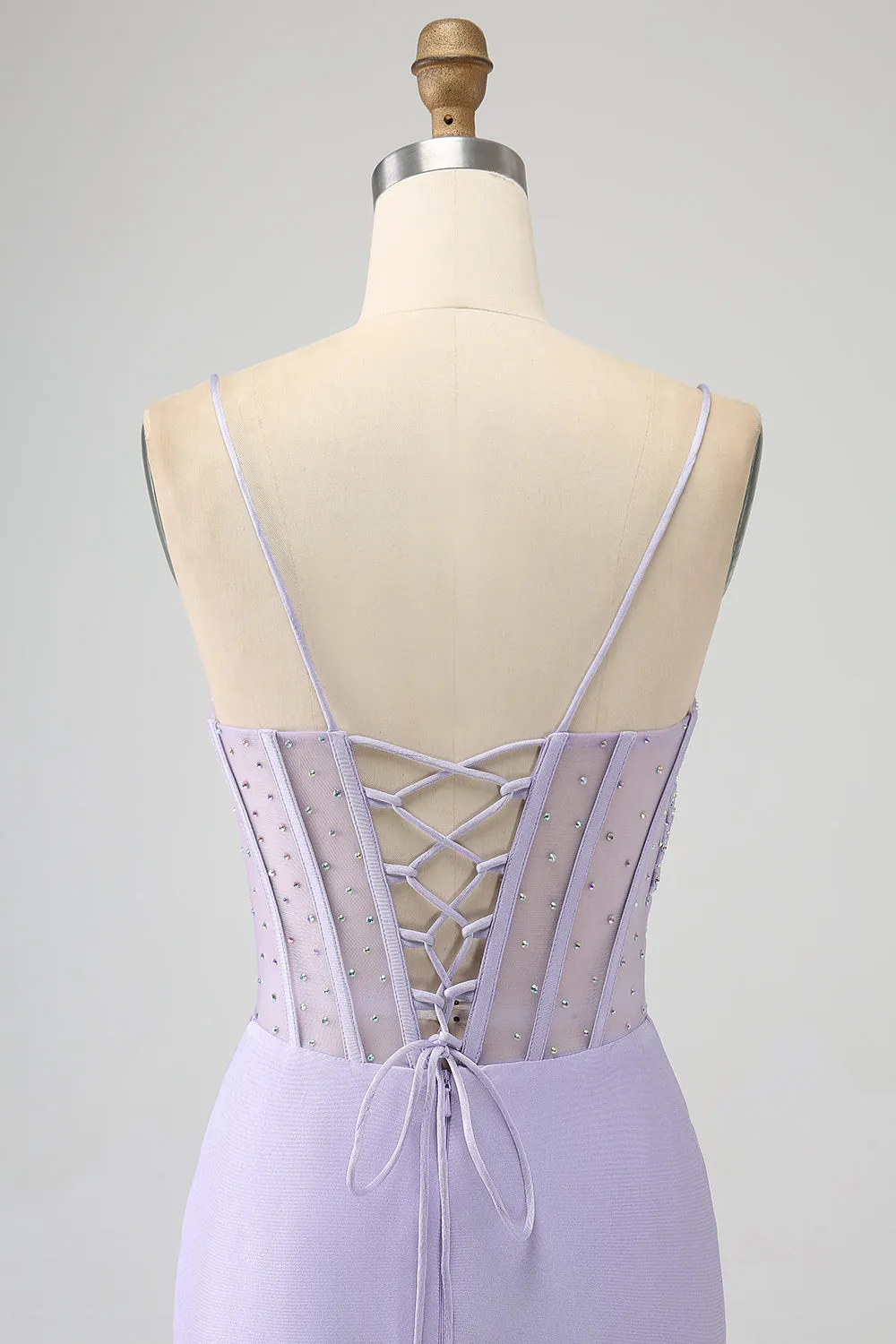 Glitter Lilac Corset Mermaid Long Prom Dress with Slit sold by Zapaka product image thumbnail 5