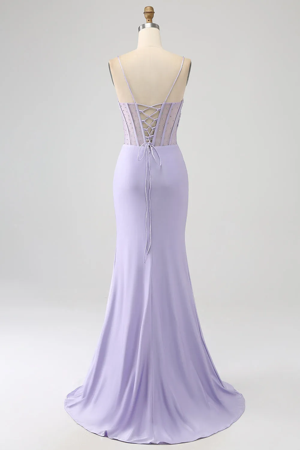 Glitter Lilac Corset Mermaid Long Prom Dress with Slit sold by Zapaka product image thumbnail 2