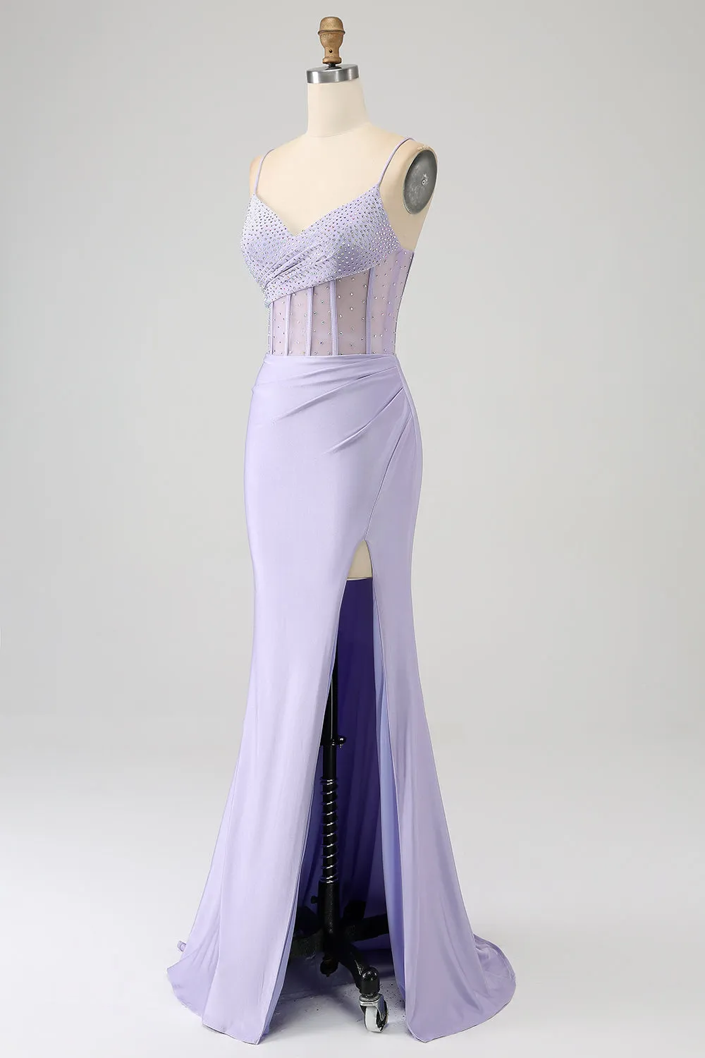 Glitter Lilac Corset Mermaid Long Prom Dress with Slit sold by Zapaka product image thumbnail 3