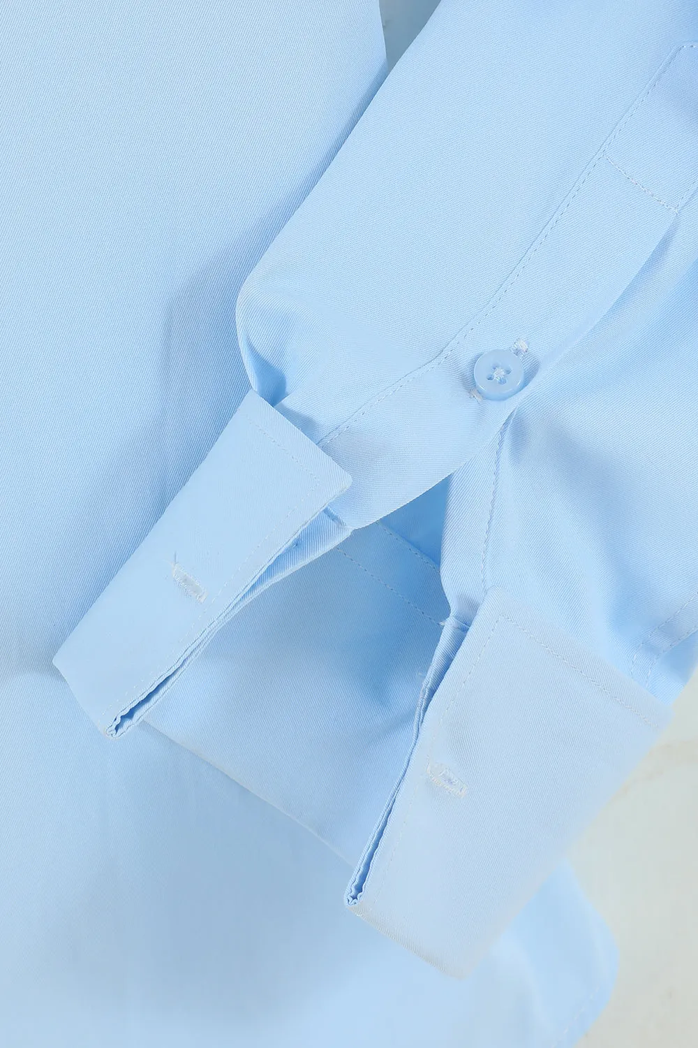 Men's Light Blue Collar Solid Long Sleeves Dress Shirt sold by Zapaka product image thumbnail 3