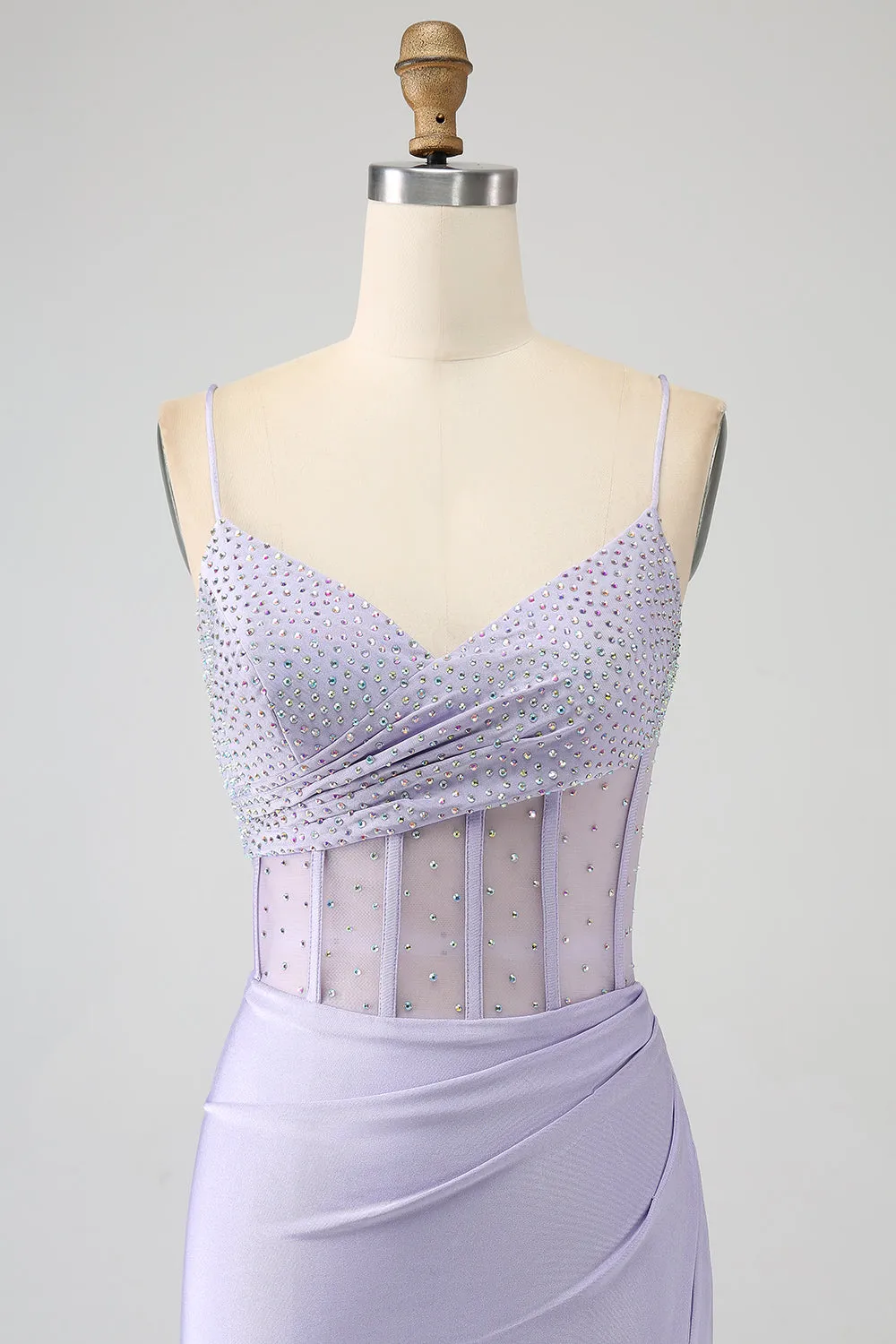 Glitter Lilac Corset Mermaid Long Prom Dress with Slit sold by Zapaka product image thumbnail 4
