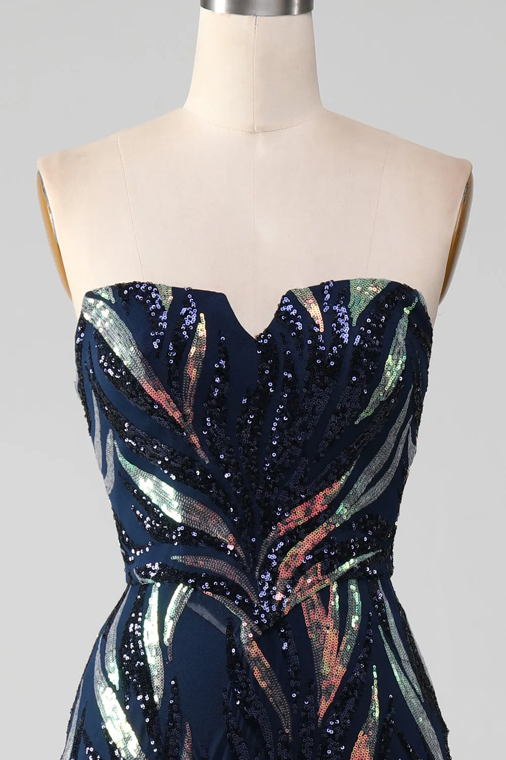 Sparkly Navy Mermaid Sequins Long Prom Dress sold by Zapaka product image thumbnail 4